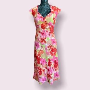 Wanted Clothing Co. Pink Sunset Floral Dress with Ruffles